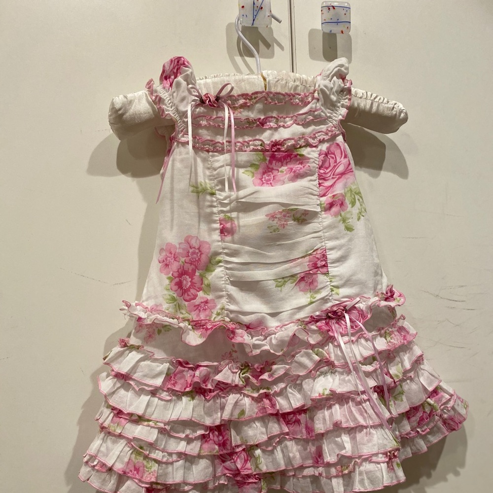 Biscotti Girls dress - white & pink floral